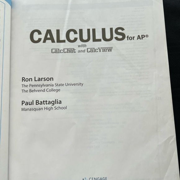 Calculus for AP Text Book By Ron Larson & Paul Battaglia - Picture 3 of 9